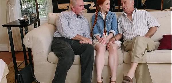  Petite redhead pov banged by grandpa